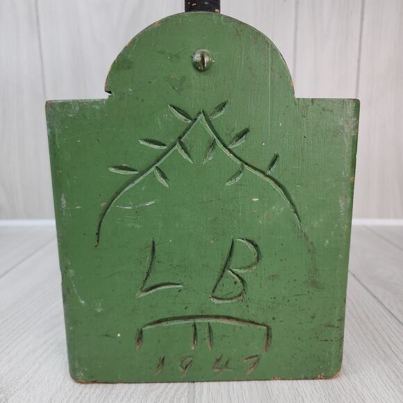 Vtg 1947 Wooden Box 12" X 9"x7" Green Carry All "Cold War Era" Tool Caddy Handle - Picture 3 of 16